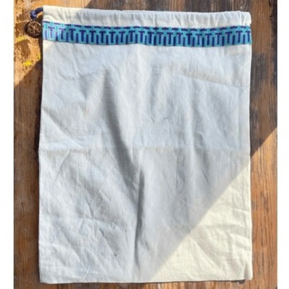 Tory Burch Women's Purse Shoe Travel Storage Dust Bag White Blue OS